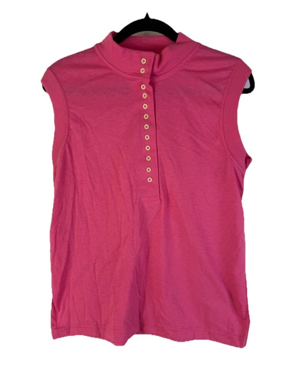 Vintage 90s Streetwear Button Henley Sleeveless Shirt Tank Pink